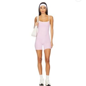 437 The Shorts Onesie in Parfait & Creme Lilac Spaghetti Strap Romper
